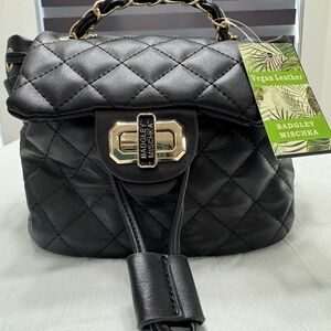 Badgley Mischka Black Quilted Vegan Leather Bag